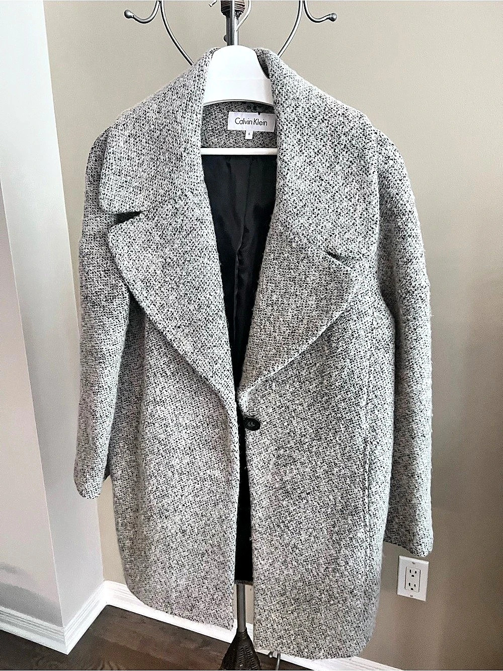 Calvin Klein Gray Textured Pea Coat Size 6 Like New